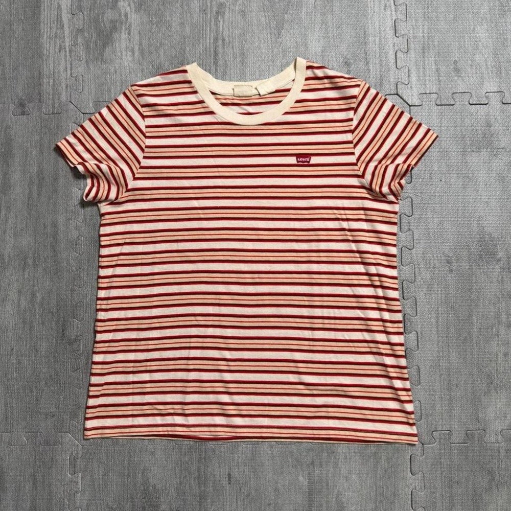 Vintage Levi's Women's Red Stripe Short Sleeve Tee